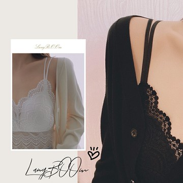 LANGBOOM  法式蕾絲無鋼圈一體杯超薄杯聚攏收副乳美背抹胸內衣