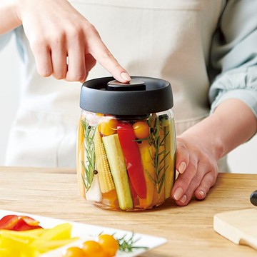 按壓式真空密封玻璃保鮮罐-800ml