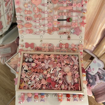 【粉色髮夾55個】可愛髮夾套裝甜美少女心劉海夾日系卡通頭飾組合