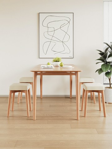 實木凳子家用可疊放餐凳奶油風方凳現代簡約大學生網紅椅子化妝凳 幸福驛站