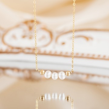 [14K包金]MARIGOLD氣質佳人淡水珍珠項鍊【KMD582】-金