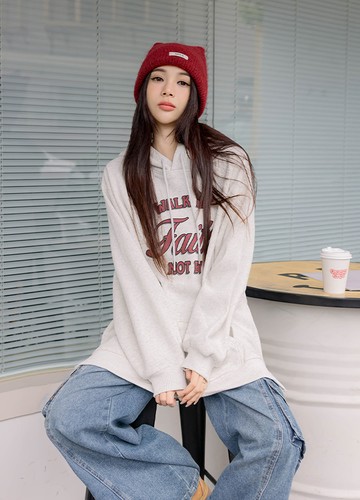 美式字母厚刷毛帽T