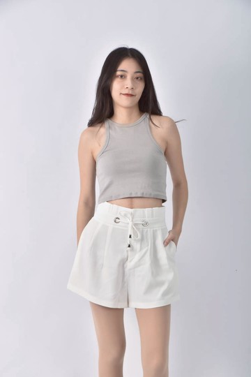 (S) redlip抽繩白色短褲