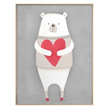 愛你哦白熊 壁畫 30 x 40cm  木色  1個