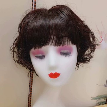 現貨+預購 女假髮真髮短假髮透氣假髮片輕量免打理隱形增髮整頂假髮-齊瀏海捲髮逼真透氣女假髮2色73vr37【獨家進口】【米蘭精品】