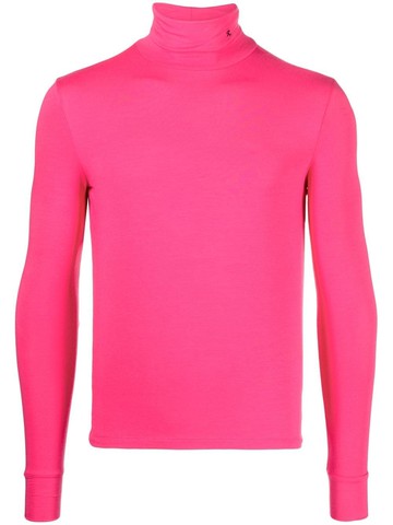 Raf Simons - hand-print turtleneck top - men - Micromodal/Elastane - M - Pink