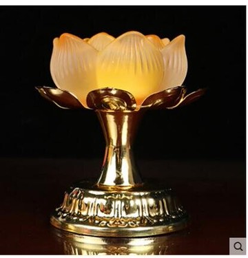 供佛酥油燈耐高溫蓮花琉璃燈座寺廟家用蠟燭臺油燈兩用長明燈擺件 小山好物