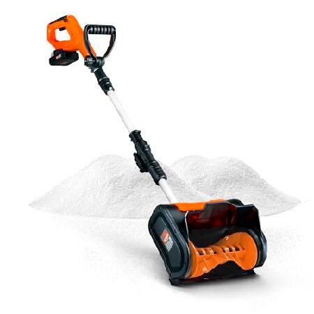 SuperHandy Snow Thrower Power Shovel, Cordless Rechargeable DC 20V, Handheld, Lightweight 10" in. Width 5" in. Depth, 25' ft Throwing Distance, 300