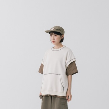 QUEENSHOP_S 中性 配色車線前口袋寬版背心 兩色售 1/2 現+預 【01099624】