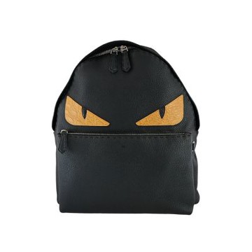 二手福利品 FENDI黑色 Bag Bugs怪獸眼睛雙肩後背包(內裡表面有白點)