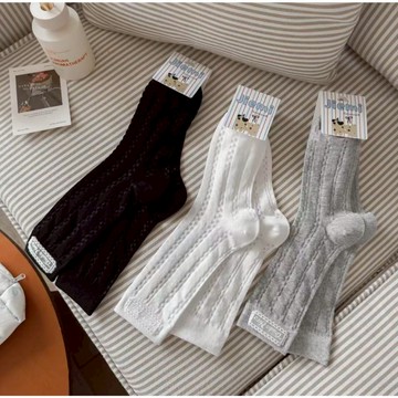 韓系中筒襪  可愛  童趣  ins風 小熊 條紋 字母 拼接襪 女性襪  學生襪  流行襪  台灣賣家  台灣出貨