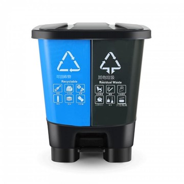 分類垃圾桶腳踏式帶蓋家用廚房學校大號環衛干濕分離雙胞胎垃圾桶[DD080109]