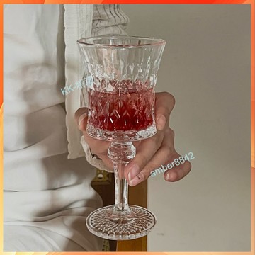購滿99出貨 酒具 酒杯 小眾ins法式浮雕高腳杯 復古香檳杯 高顏值家用紅酒杯 玻璃水杯子