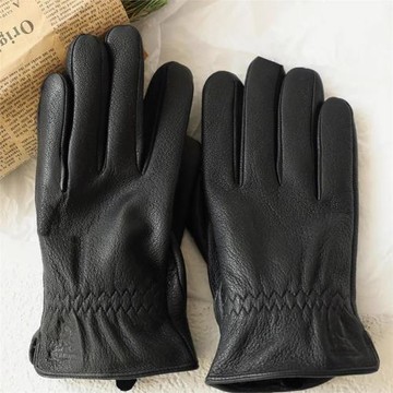 真皮手套男士冬季加絨加厚保暖鹿皮手套騎行開車摩托車薄款時尚潮