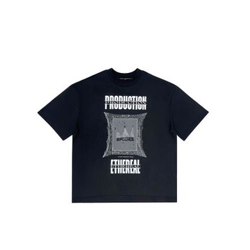 ETHEREAL PRODUCTION 25SS圓領短款圖像插畫搖滾字母印花中性短袖