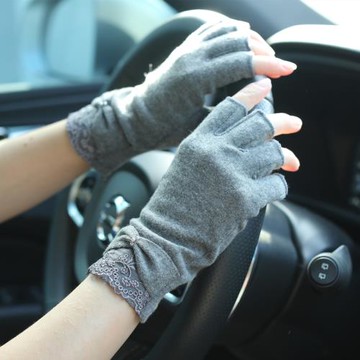 春秋季露五指半指手套寫字薄款韓版開車無指半截漏指頭女半掌保暖