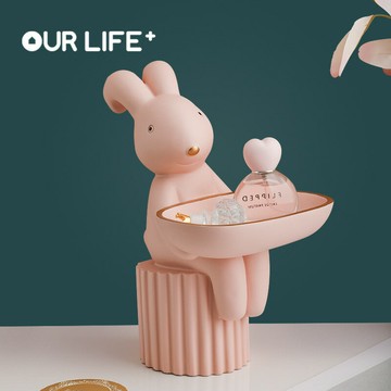 兔子托盤擺件送閨蜜生日喬遷新居禮物客廳玄關進門放鑰匙收納 雙11全館免運