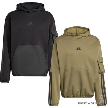 Adidas 連帽長袖上衣 男裝 刷毛帽T 口袋 黑/綠【運動世界】JM1484/JM1485