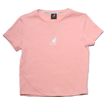 KANGOL 短T 粉 胸前小LOGO 合身 彈性 短版 袋鼠 休閒 女 6122101141