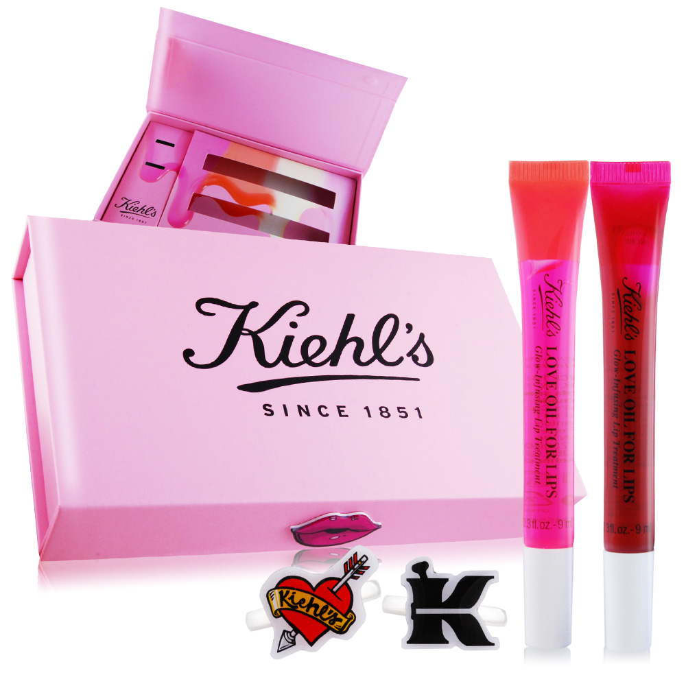KIEHL‘S 契爾氏 粉嫩美唇情人禮盒組[唇油X2+禮盒+戒子X2]玫瑰粉+櫻花粉