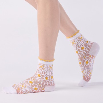 珍珠的眼淚 白(M)透明中筒襪