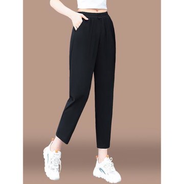 冰絲九分褲女夏季薄款2025新款時尚休閑褲子彈力透氣速干運動女褲