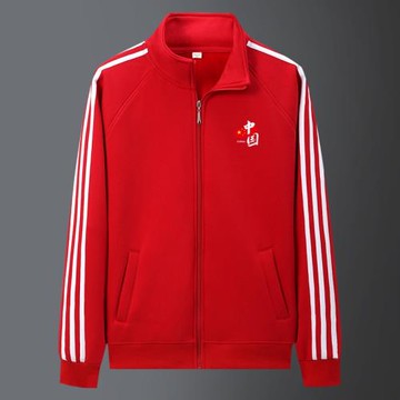 2025秋冬新款開衫衛衣男士立領純棉中國風紅色上衣服拉鏈運動外套