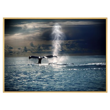 菠蘿選畫所 鯨魚的尾巴 掛畫 40 x 30cm 框 海洋風 掛飾  木色