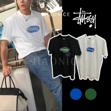 【HAO NICE 】美國街頭潮流 Stussy 25SS春夏新款 美式復古風 橢圓字母 素色百搭短T