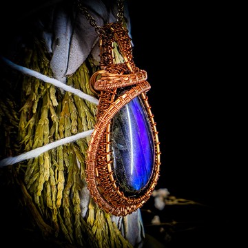 【Mercurius•水星】藍紫暈金屬線編織項墜