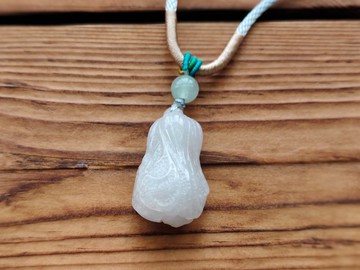 親翠 天然翡翠 1010H 百事來財 冰純白圓滾小白菜調整式繩鏈