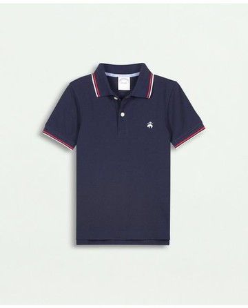 Brooks Brothers Boys Tipped Pique Polo Shirt | Navy | Size Large