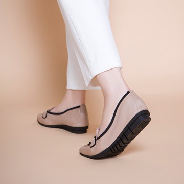 【經典熱銷】我的旅行日記  簡約扭結羊皮平底樂福鞋 可可棕 (502927)