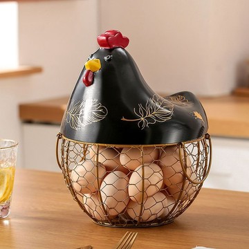 🥚【網紅陶瓷鐵編收納籃】雞蛋水果雜物籃 台灣出貨 廚房創意收納 大蒜土豆置物 美觀實用