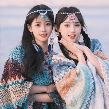 民族風秋冬披肩斗篷麗江新疆西藏大西北旅游穿搭拍照保暖外搭披風