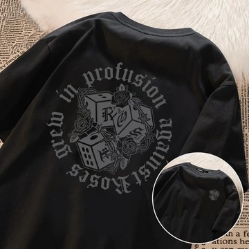 【現貨 ! 高磅骰子印花】美式上衣280g純棉短袖上衣男夏美式短袖復古風加大碼Oversize t恤男生T恤短袖t恤男生