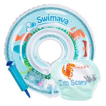 Swimava - G1+S1 脖圈/泳褲組-恐龍-1-18個月，13kg以內/泳褲:8-14kg