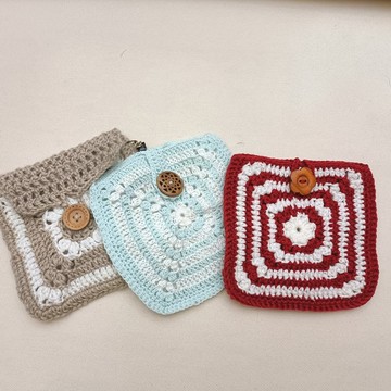 配色方形毛線衛生棉收納包