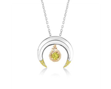 黃寶石三女神項鍊組合 14k金+純銀月牙形套裝吊墜 哥特銜尾蛇墜子