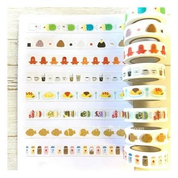 和紙膠帶日本制Papierplatz可愛飯團章魚蛋包飯炸蝦設計手帳貼紙