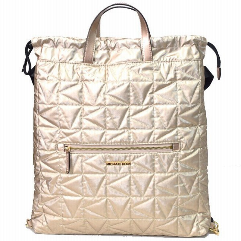マイケルコース バッグ Michael Kors メタリックナイロン キルティング 巾着 ショルダーバッグ 2way ハンドバッグ バックパック ペールゴールド 35t0gw4b9c 通販 Lineポイント最大get Lineショッピング