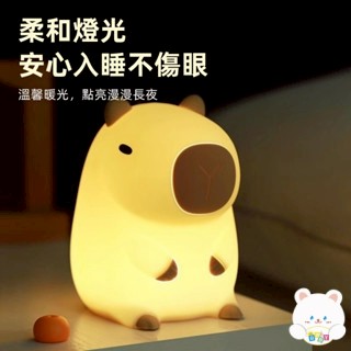 現貨🏆隔日到貨 水豚小夜燈 小夜燈擺件 豚鼠硅膠 創意禮物 擺件 氛圍燈 居家裝飾 夜燈 小禮物