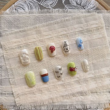 ✨Hannah✨穿戴甲可愛手工手繪流行捏捏貓眼短款ins風預定美甲甜美可愛精緻穿戴甲 PUNJ