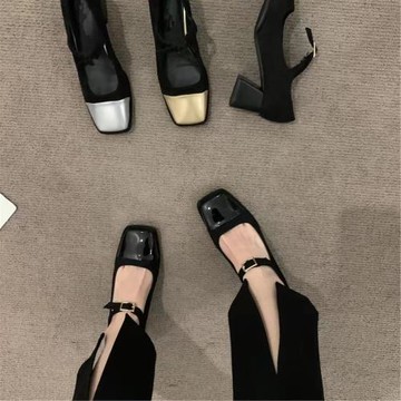 歐貨法式配裙子瑪麗珍單鞋女2025春季新款復古高跟高級感淺口粗跟