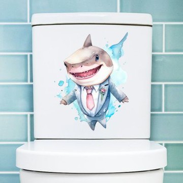 【MR.ZAKKA】創意萬用裝飾貼紙-動物主題 可愛卡通鯊魚先生 A款 居家空間布置 DIY可移式壁貼 無痕壁貼 牆貼