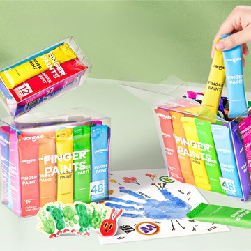 JarMelo 原創美玩 - 易洗手指畫顏料-便攜包12色(共48支/盒) JA96826