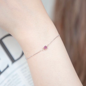 紫水晶925純銀簡約爪鑲手鍊