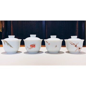 不言美器 釉中彩 蓋杯