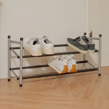 【H&R安室家】伸縮式磨砂雙層鞋架 鞋收納 SH85