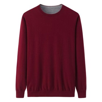 鄂爾多斯市產高端精紡100純羊絨衫男圓領雙層兩面穿加厚毛衣E1525